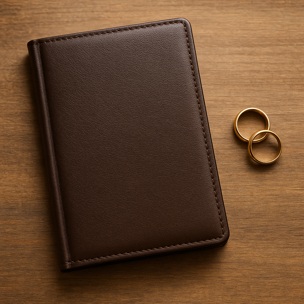 دفترچه و نمادهای نکاح؛ تصویری مرتبط با ازدواج موقت (صیغه).